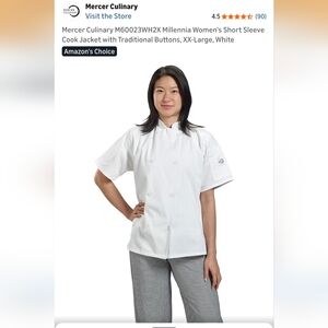 Mercer Culinary M60023WH2X Millennia Women's Short Sleeve Cook Jacket with Tradi